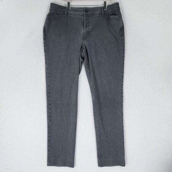 Eddie Bauer Pants Womens 14 Tall Gray Travex Slim Straight Leg Mid Rise Casual - Picture 1 of 11
